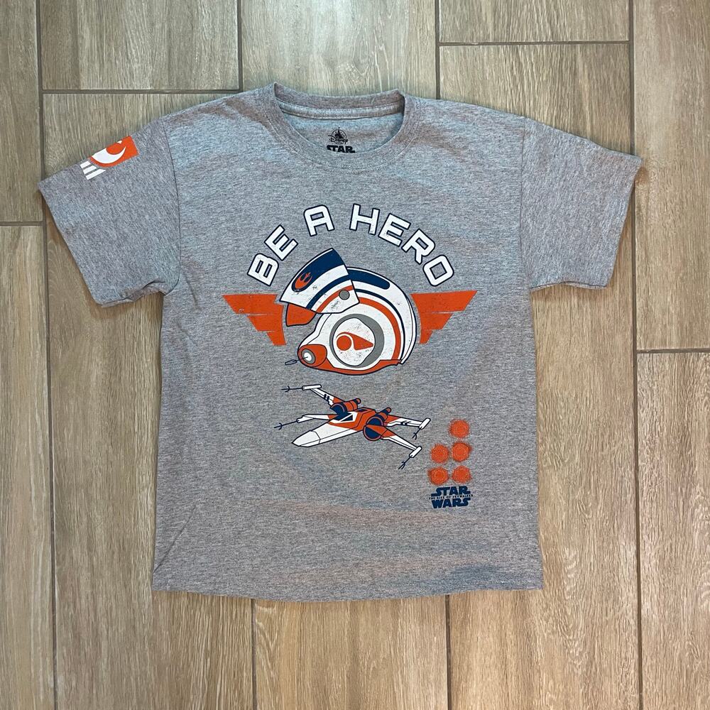 Star Wars Disney Youth Graphic T Shirt X Wing Pilot Helmet Gray NWOT